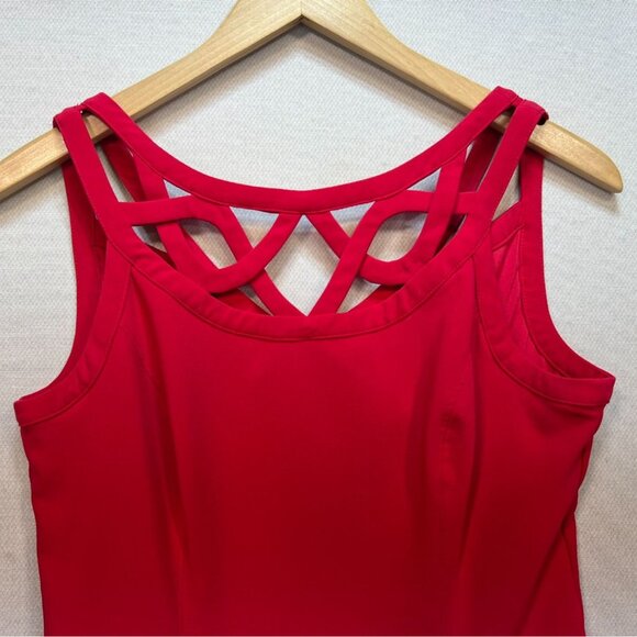 White House Black Market Women Fit & Flare Cocktail Dress Size 6 Red Sleeveless - Picture 2 of 11